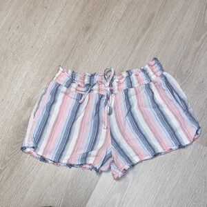 Bella Dahl Frayed Hem Flowy Linen Shorts